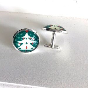 3/$30 Christmas Tree Cuff Links / holiday cufflinks / new / gift boxed